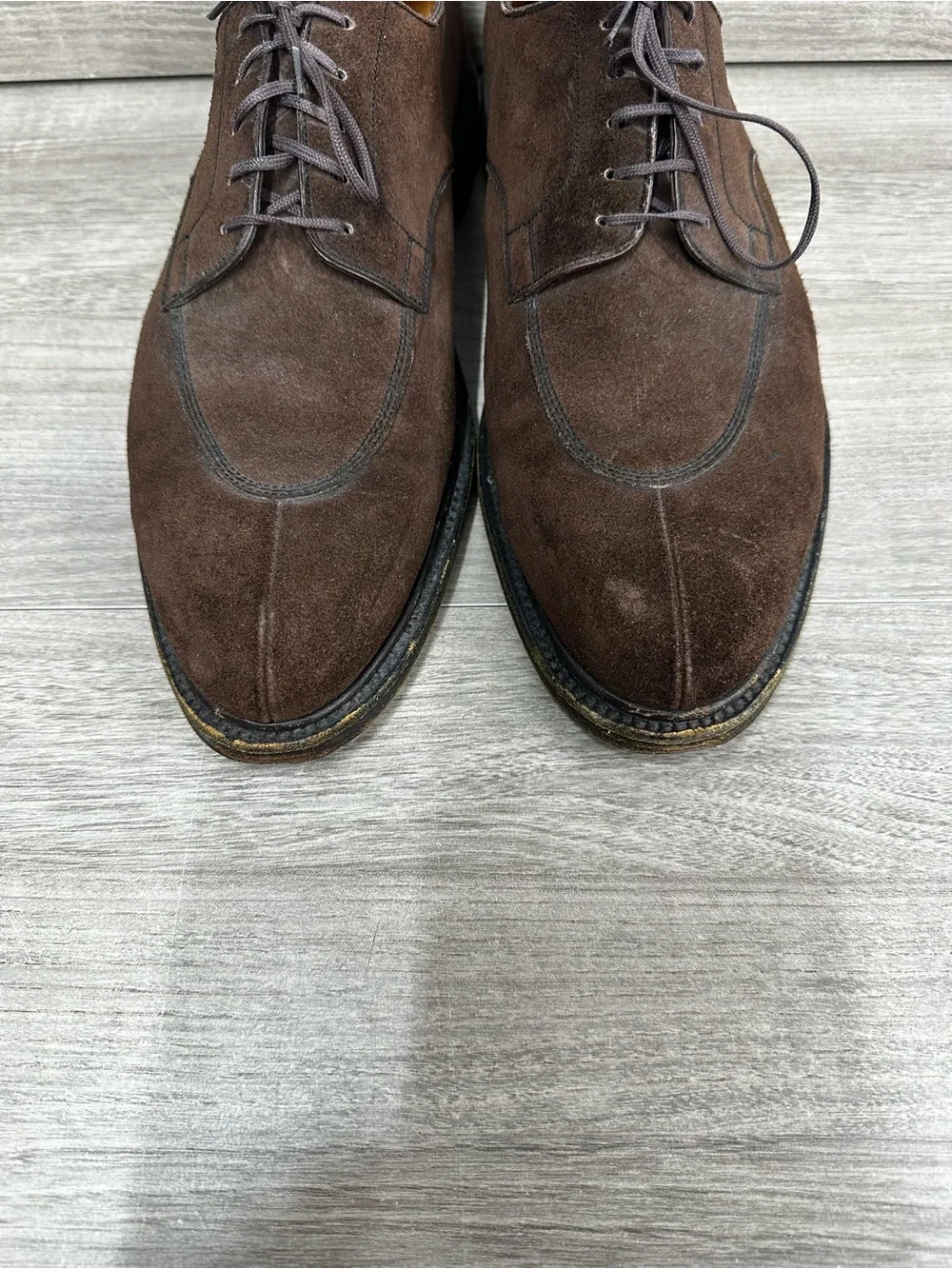 JM Weston 598 Demi-Chasse Split Toe Derby Brown Suede Shoes Men 10.5 UK/ 11.5 US